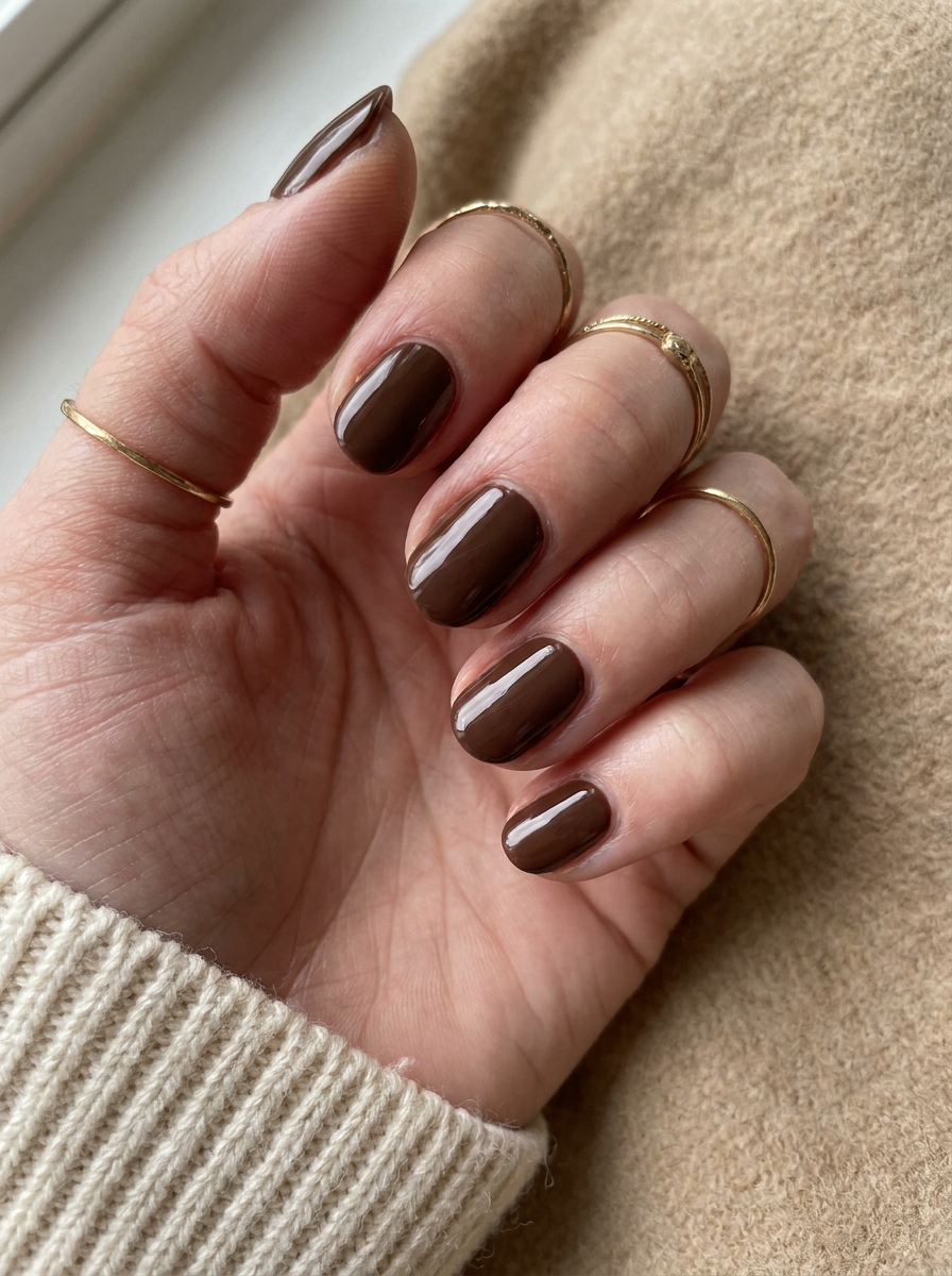 Chocolate Brown Herbstnägel als Nägel Inspiration Herbst 2026